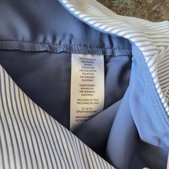 Swing Control Women's Golf Skirt Skort Size S Blue White Pin Stripe Pickleball - Picture 4 of 7